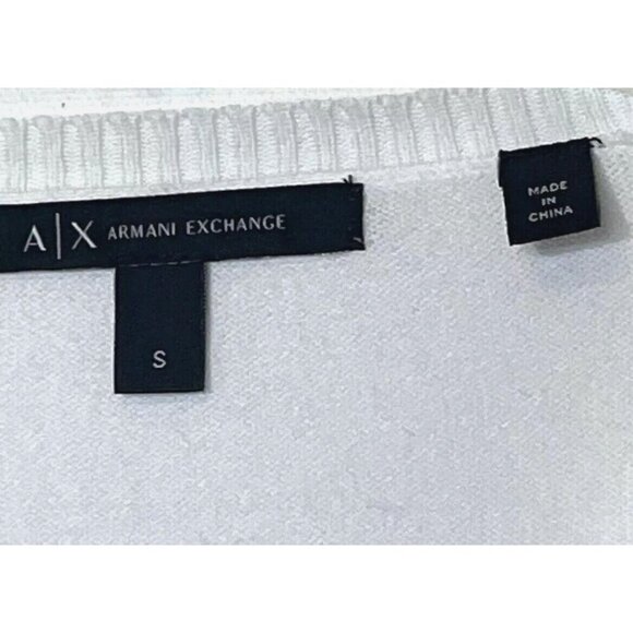 A/X Armani Exchange White Logo Long Sleeve V-Neck Sweater Pullover - Picture 5 of 8